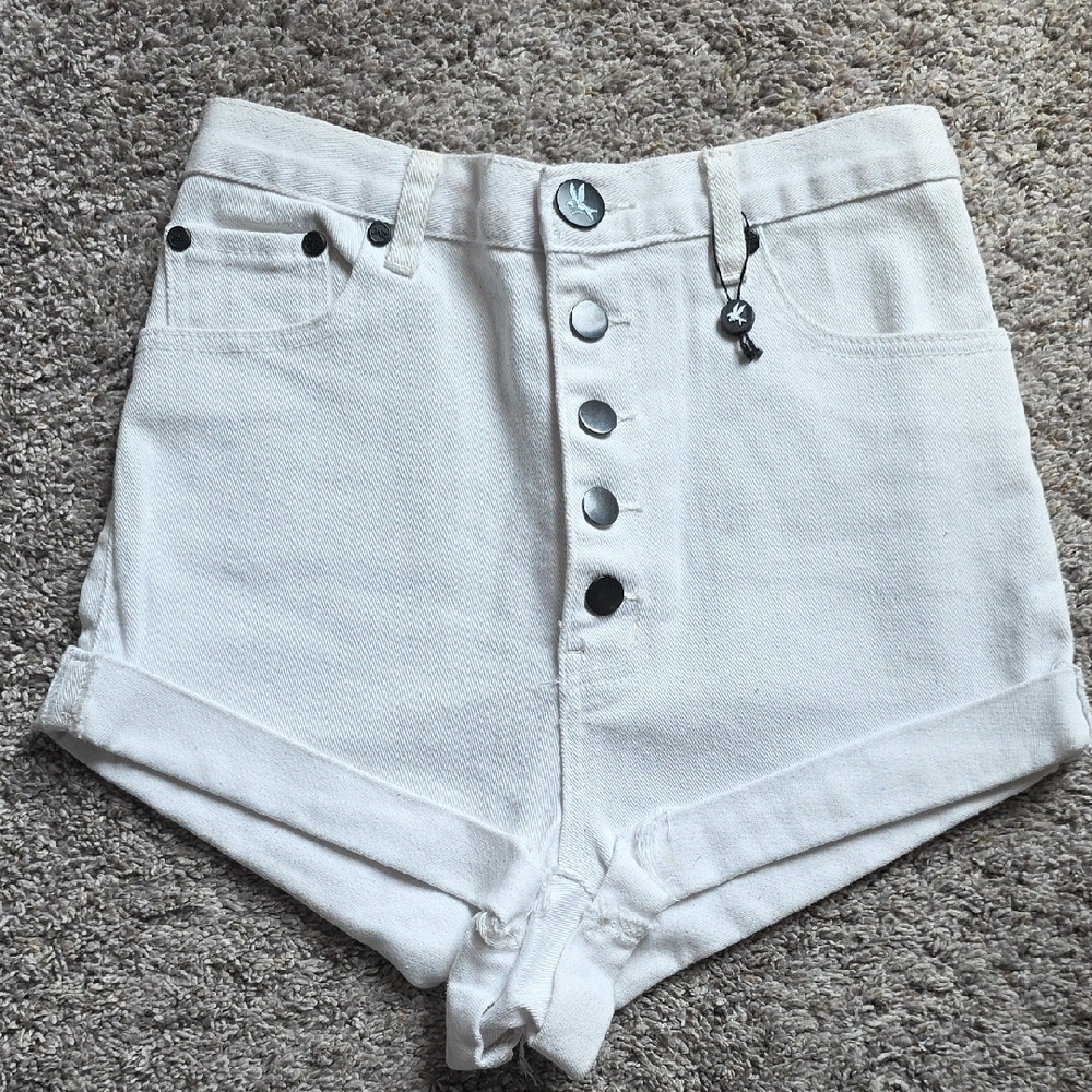 One Teaspoon High Waist White Denim Shorts